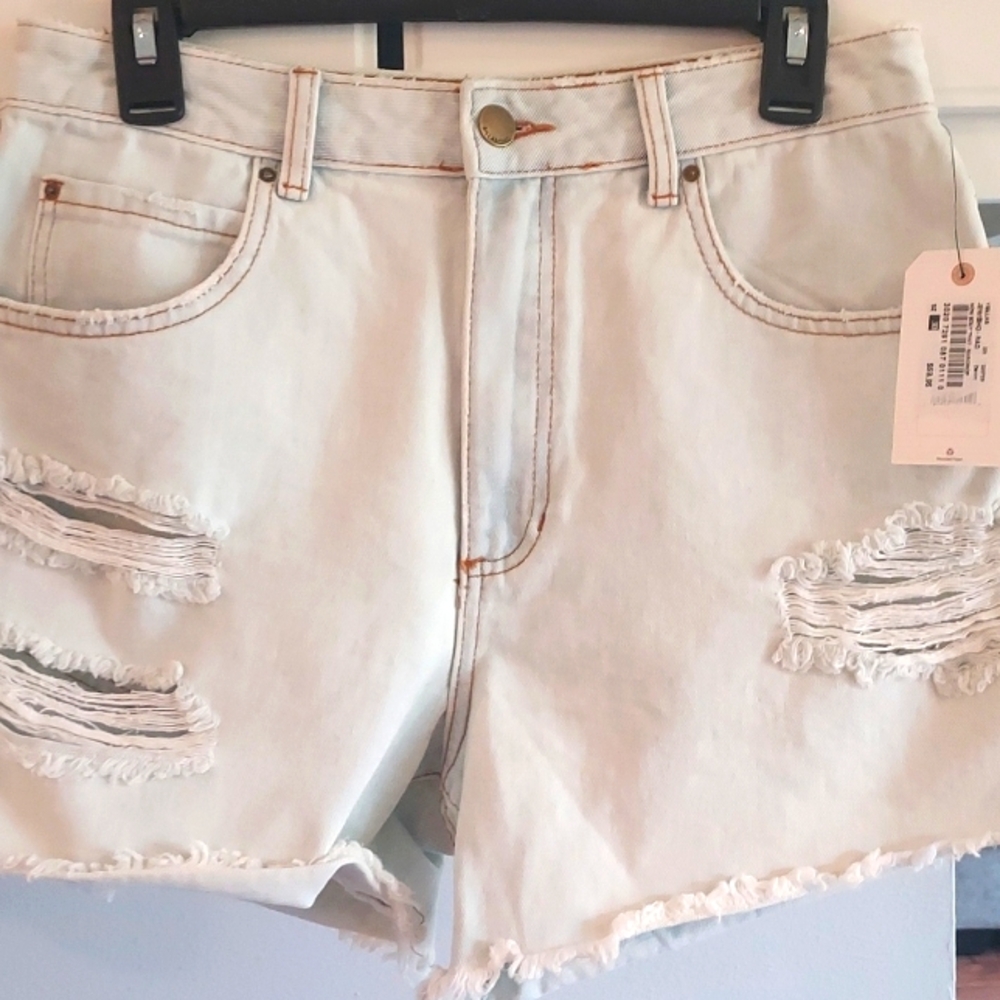 Billabong Blue Jean Shorts Distressed Frayed Hem